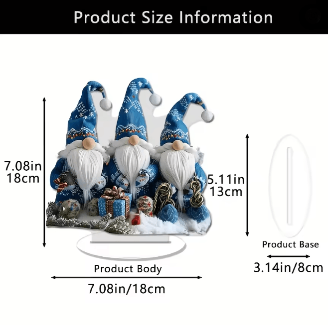 NordicGlow Acrylic Christmas Gnome Tabletop Decor Set of 3