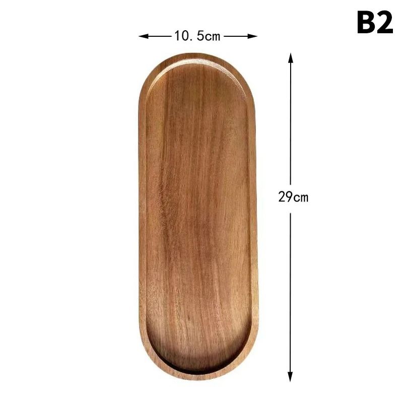 Solid Wood Serving Tray Japanese Style Round Rectangle Dessert Plate