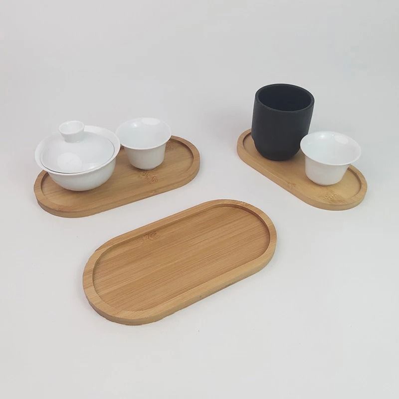 Solid Wood Serving Tray Japanese Style Round Rectangle Dessert Plate