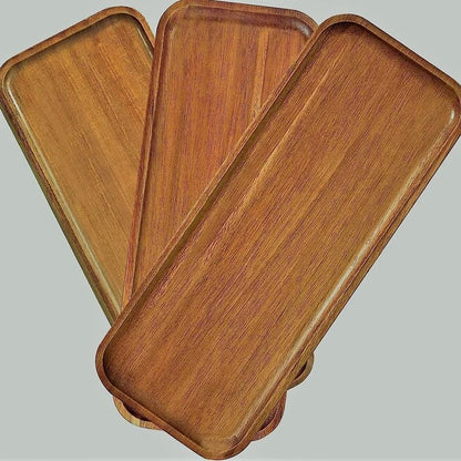 Solid Wood Serving Tray Japanese Style Round Rectangle Dessert Plate