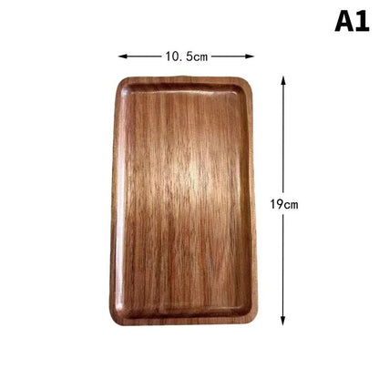 Solid Wood Serving Tray Japanese Style Round Rectangle Dessert Plate