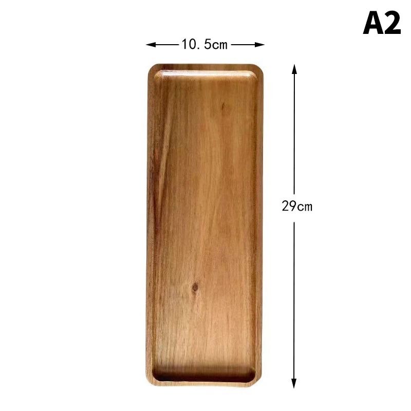Solid Wood Serving Tray Japanese Style Round Rectangle Dessert Plate