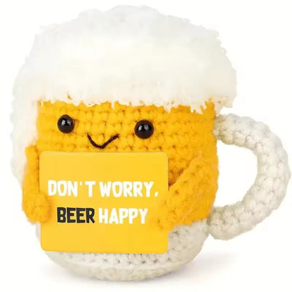 Funny Crochet Coffee Dolls, Handmade Emotional Support Doll, Desktop Ornament, Christmas Gifts, Home Decor, With Card