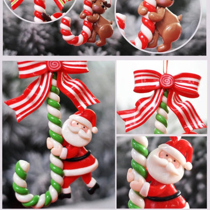 Snowman Cane Hanging Pendant, Christmas Soft Pottery Santa Claus, Xmas Tree Ornaments, New Years Navidad