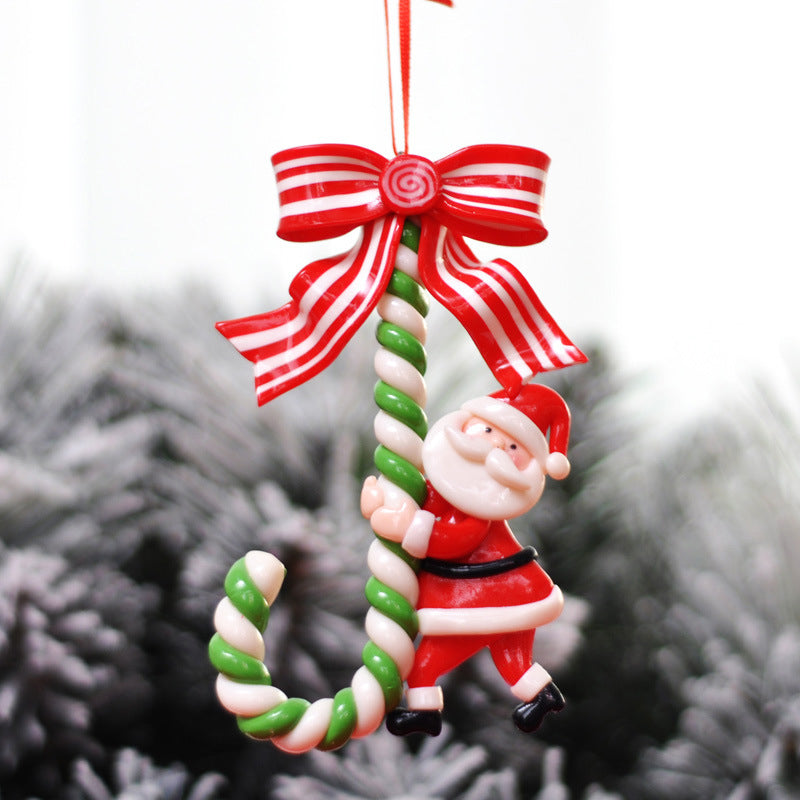 Snowman Cane Hanging Pendant, Christmas Soft Pottery Santa Claus, Xmas Tree Ornaments, New Years Navidad