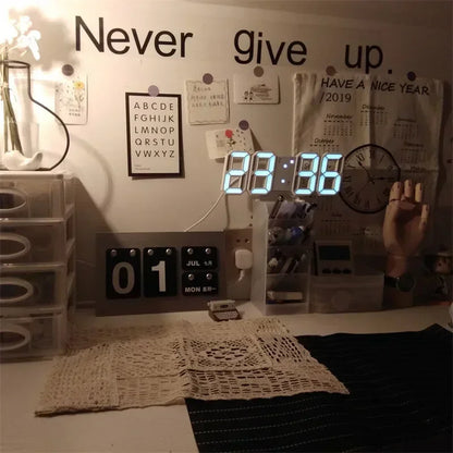 LED Digital Clock, Wall Decoration, Glow Night Mode, Bedroom Electronic Watch, Adjustable Clocks