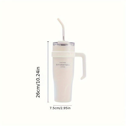 Stainless Steel Insulated Cup with Handle & Straw, Ice Tumbler Keeps Cold for Car, Coffee, Water