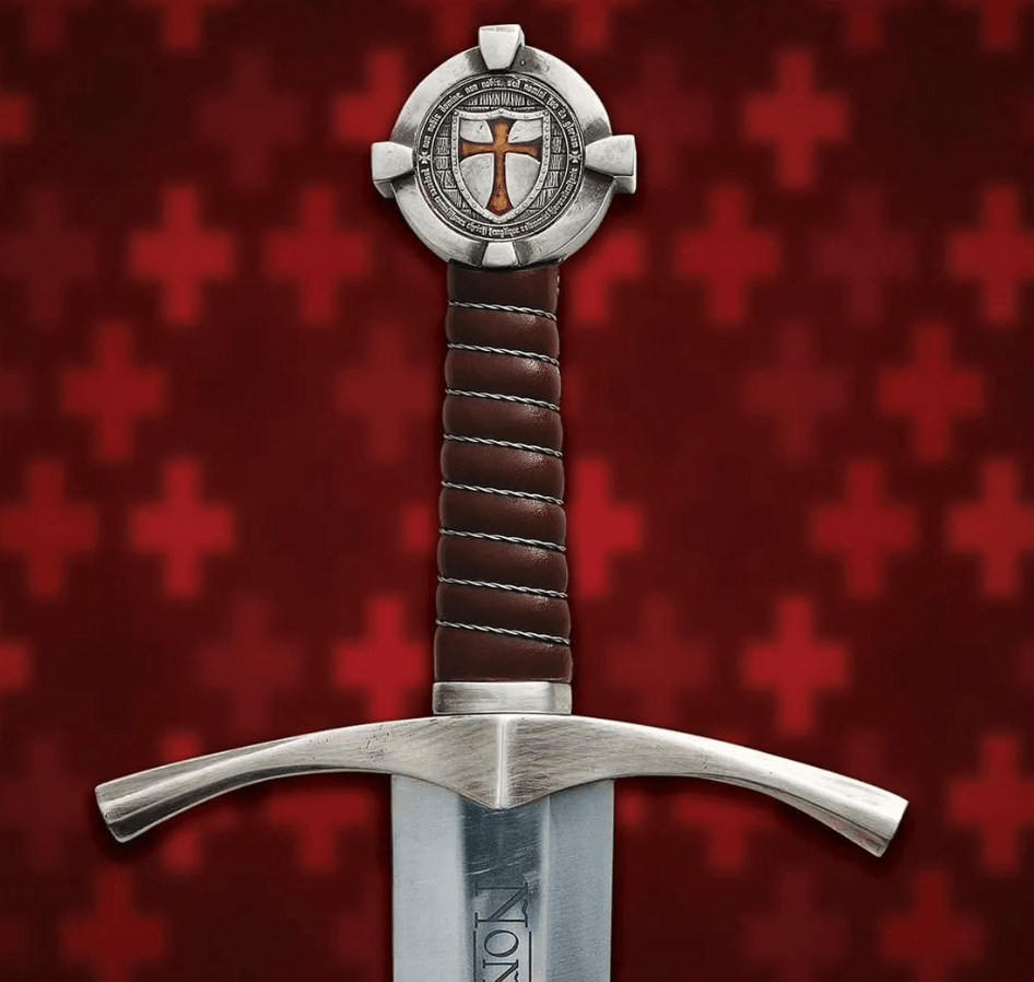 Templar Crusader Sword | 38-Inch Medieval Knight Replica with Non Nobis Domine Inscription