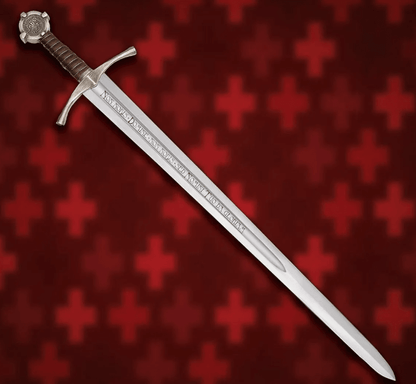 Templar Crusader Sword | 38-Inch Medieval Knight Replica with Non Nobis Domine Inscription
