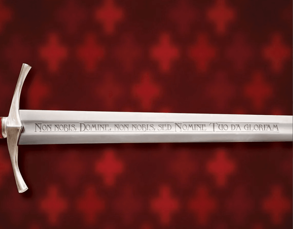 Templar Crusader Sword | 38-Inch Medieval Knight Replica with Non Nobis Domine Inscription