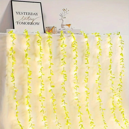 2M 20 Light Always On Battery Box Willow Curtain Lamp Decorative Light String Imitation Leaf Wrought Iron Basket Copper