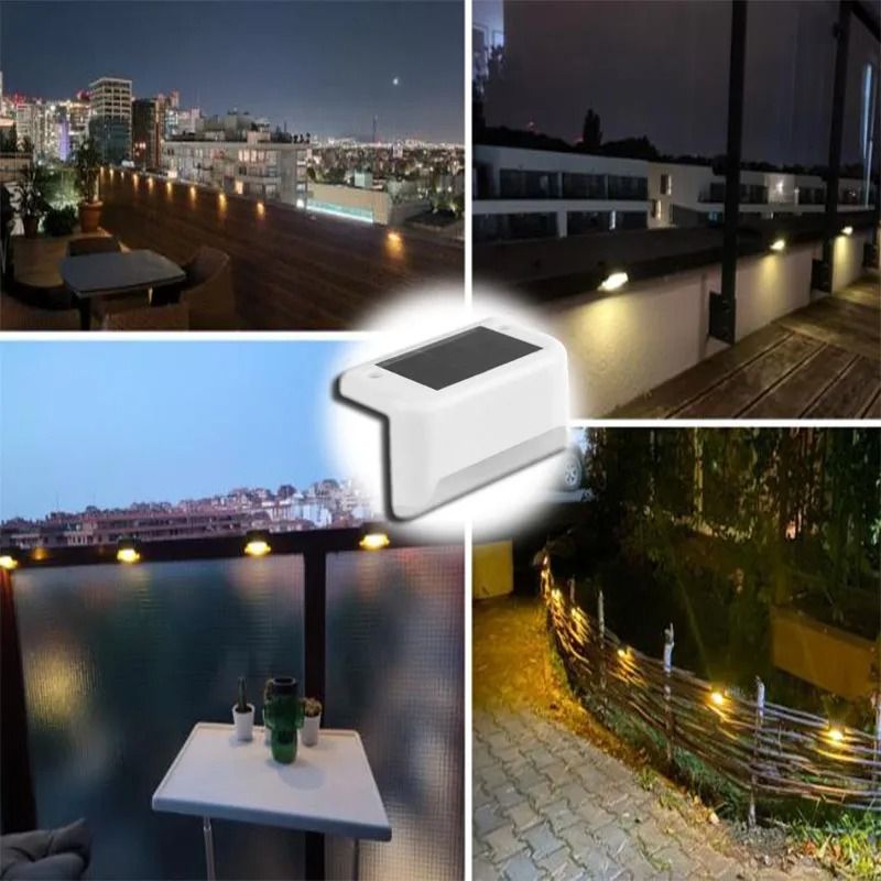 Warm White LED Solar Step Lamp Outdoor Waterproof Garden Fence and Path Light