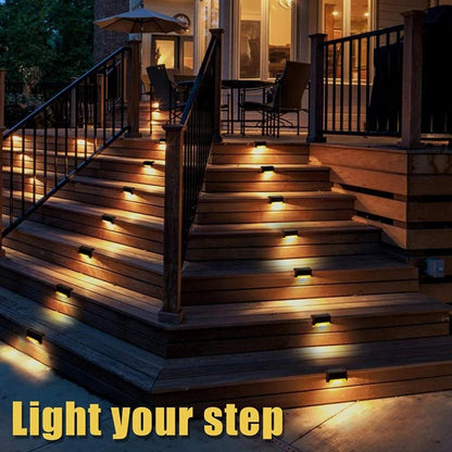Warm White LED Solar Step Lamp Outdoor Waterproof Garden Fence and Path Light