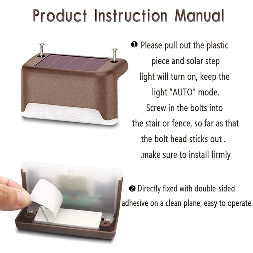 Warm White LED Solar Step Lamp Outdoor Waterproof Garden Fence and Path Light