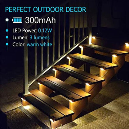 Warm White LED Solar Step Lamp Outdoor Waterproof Garden Fence and Path Light