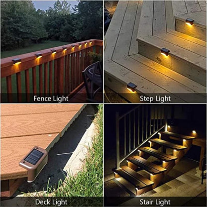 Warm White LED Solar Step Lamp Outdoor Waterproof Garden Fence and Path Light