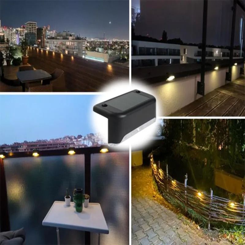 Warm White LED Solar Step Lamp Outdoor Waterproof Garden Fence and Path Light