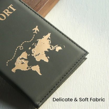 World Map Passport Cover – Waterproof Faux Leather Travel Organizer and Card Holder
