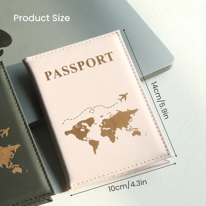 World Map Passport Cover – Waterproof Faux Leather Travel Organizer and Card Holder