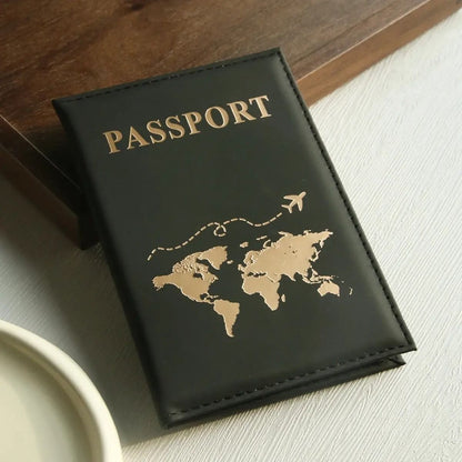 World Map Passport Cover – Waterproof Faux Leather Travel Organizer and Card Holder
