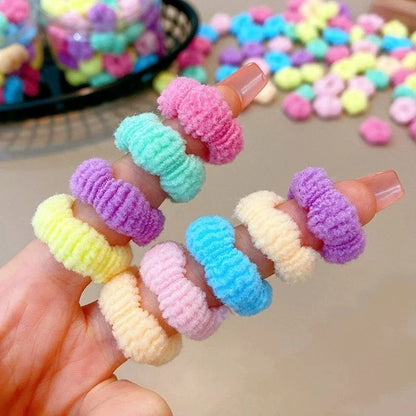 100-Piece Colorful Elastic Hair Bands Set for Kids – Soft Ponytail Holders and Small Scrunchies