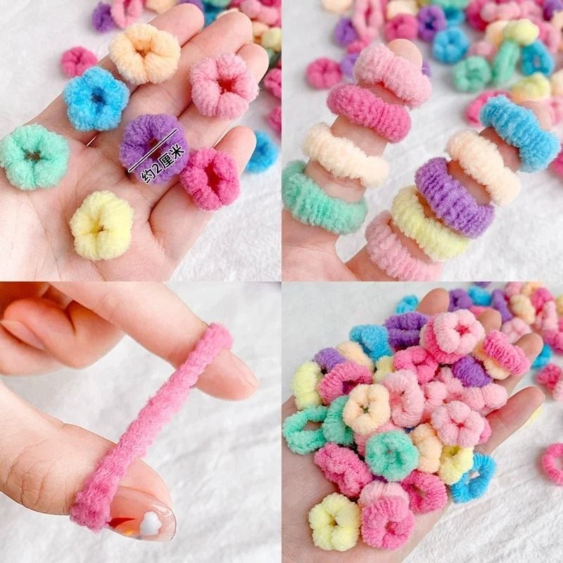 100-Piece Colorful Elastic Hair Bands Set for Kids – Soft Ponytail Holders and Small Scrunchies