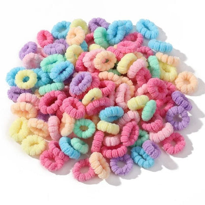 100-Piece Colorful Elastic Hair Bands Set for Kids – Soft Ponytail Holders and Small Scrunchies
