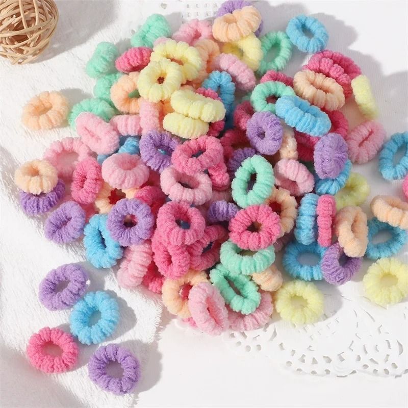 100-Piece Colorful Elastic Hair Bands Set for Kids – Soft Ponytail Holders and Small Scrunchies
