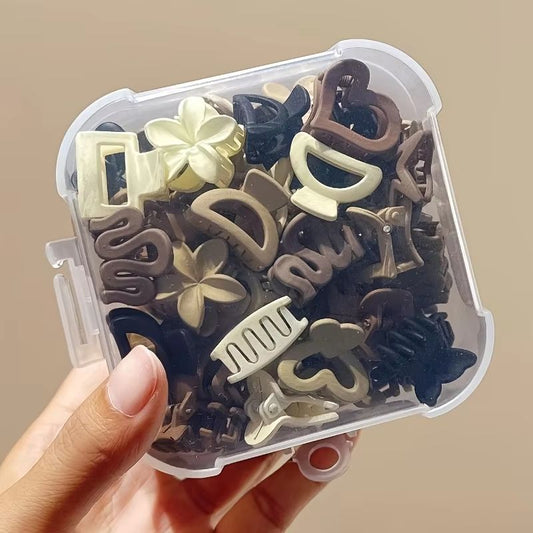 Cozy Neutrals Small Hair Clips Set for Girls and Women