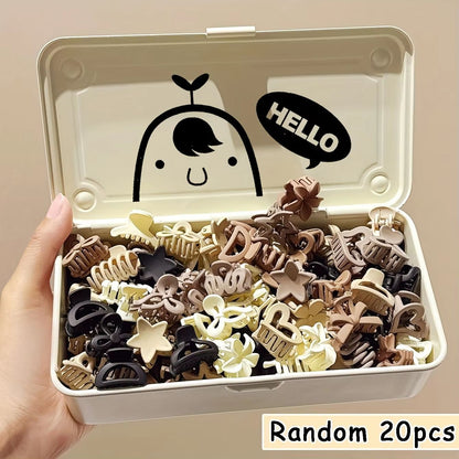 Cozy Neutrals Small Hair Clips Set for Girls and Women