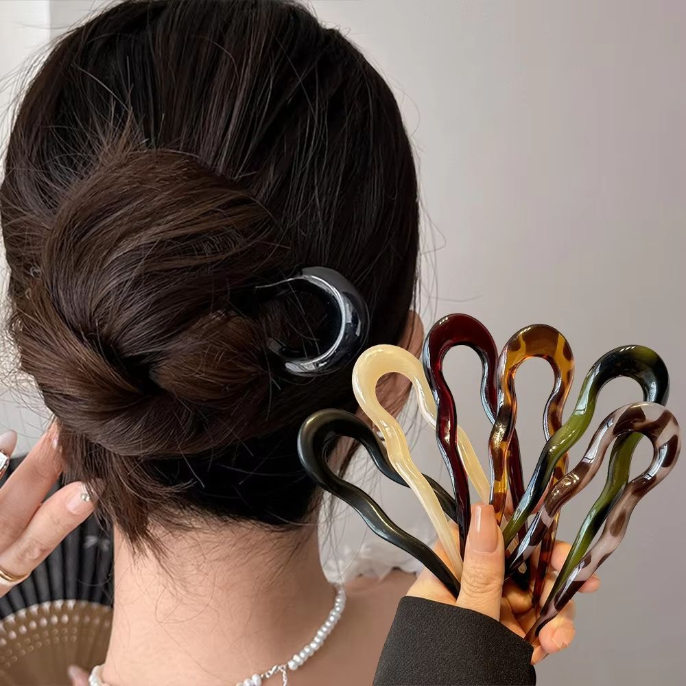 Tortoiseshell U Shaped Hair Fork Acetate Hairpin for Elegant Buns and Updos