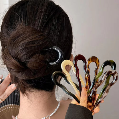 Tortoiseshell U Shaped Hair Fork Acetate Hairpin for Elegant Buns and Updos