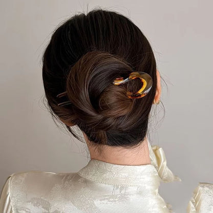 Tortoiseshell U Shaped Hair Fork Acetate Hairpin for Elegant Buns and Updos