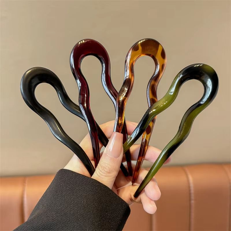 Tortoiseshell U Shaped Hair Fork Acetate Hairpin for Elegant Buns and Updos