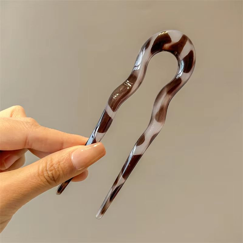 Tortoiseshell U Shaped Hair Fork Acetate Hairpin for Elegant Buns and Updos