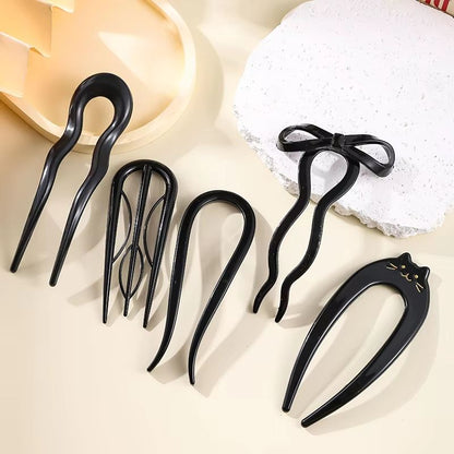 Tortoiseshell U Shaped Hair Fork Acetate Hairpin for Elegant Buns and Updos