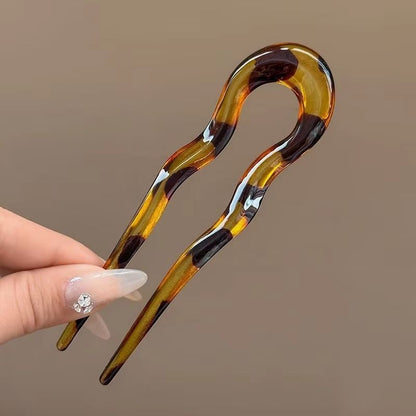 Tortoiseshell U Shaped Hair Fork Acetate Hairpin for Elegant Buns and Updos