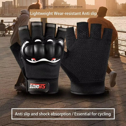 IronGrip Half Finger Motorcycle Gloves – Tactical Off-Road Racing Gloves for Men