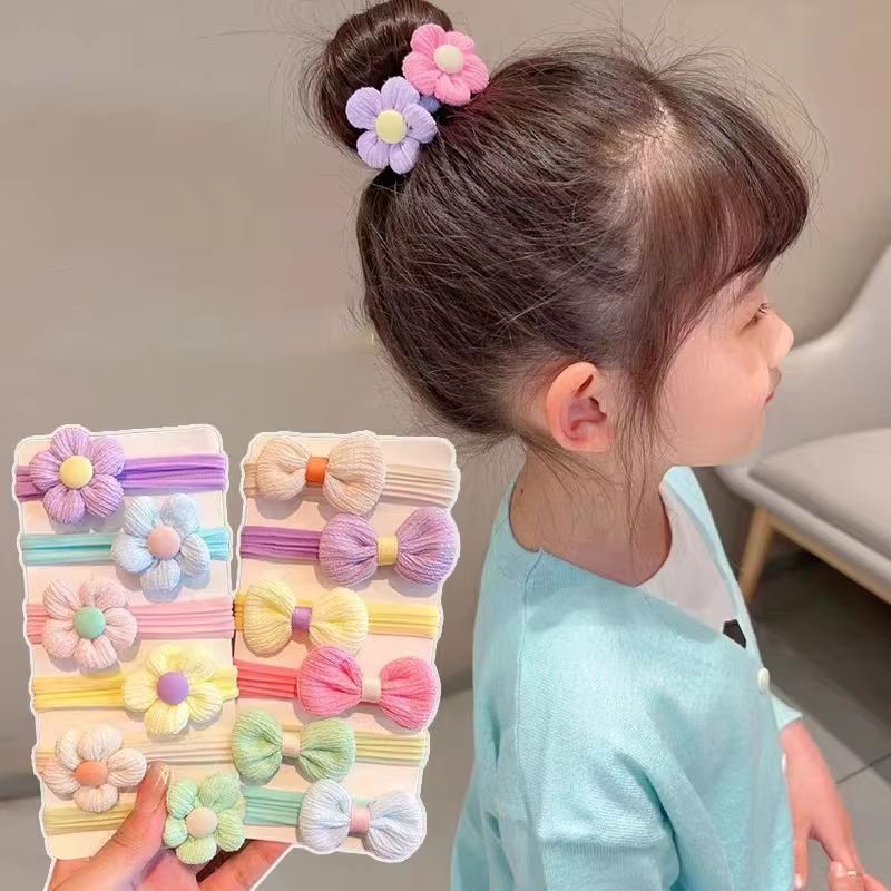 Princess Blossom flower hair ties Set 12PCS Elastic Bow Scrunchies for Girls and Women