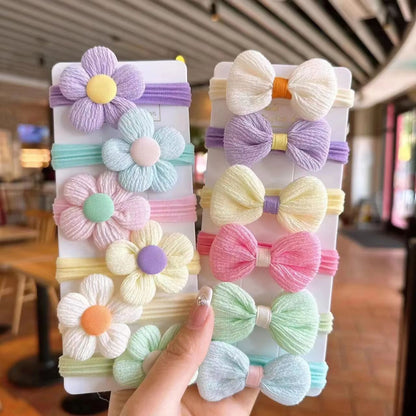 Princess Blossom flower hair ties Set 12PCS Elastic Bow Scrunchies for Girls and Women