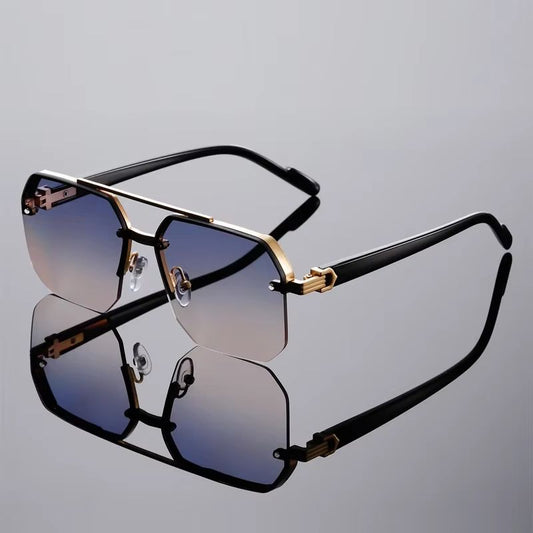 GM Lumias Oversized Semi Rimless Sunglasses for Men Vintage Gradient Casual Shades