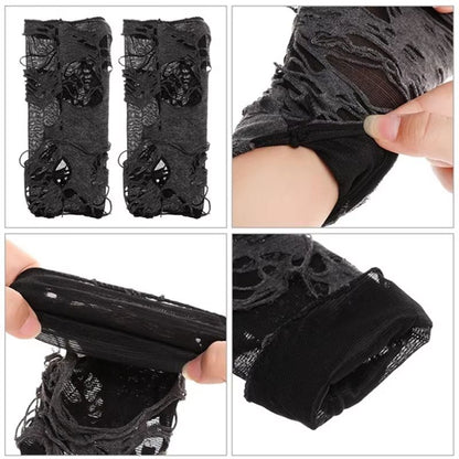 Midnight Edge gothic black gloves – Unisex Fingerless Long Club & Cosplay Mitts