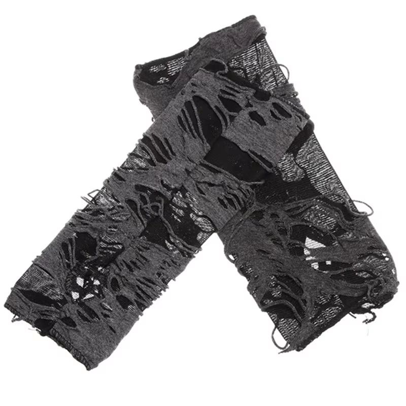 Midnight Edge gothic black gloves – Unisex Fingerless Long Club & Cosplay Mitts