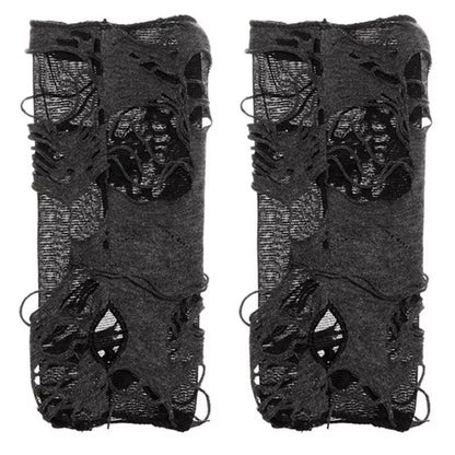 Midnight Edge gothic black gloves – Unisex Fingerless Long Club & Cosplay Mitts