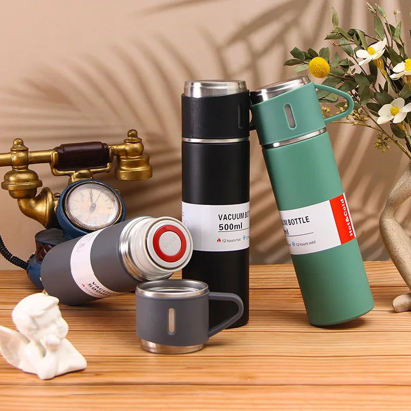 Portable Coffee Mug, Stainless Steel Thermos Bottle, Vacuum Insulated Travel Bottle, Office Business Gift Set