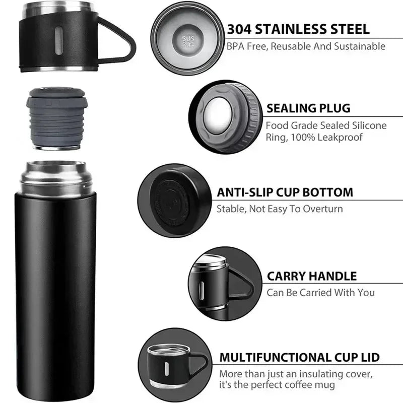Portable Coffee Mug, Stainless Steel Thermos Bottle, Vacuum Insulated Travel Bottle, Office Business Gift Set