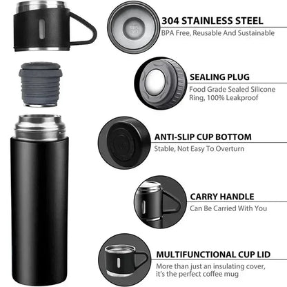 Portable Coffee Mug, Stainless Steel Thermos Bottle, Vacuum Insulated Travel Bottle, Office Business Gift Set