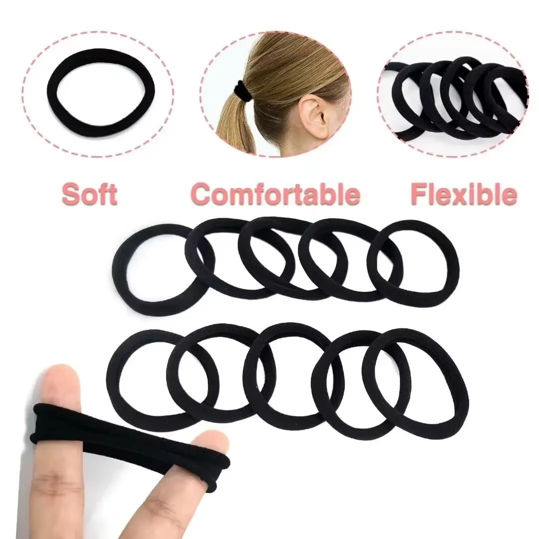 Everyday Essentials basic hair bands Set – 30–200 pcs Simple Nylon Hair Ropes for Women & Girls