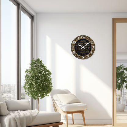 Retro Art Islamic Calligraphy Wooden Wall Clock, Silent Quartz Clock, Living Room Bedroom Kitchen Home Decoration