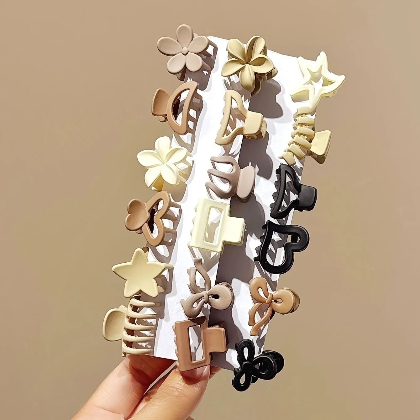 Beige Mixed Pack Small Hair Clips Cute Girl Accessories